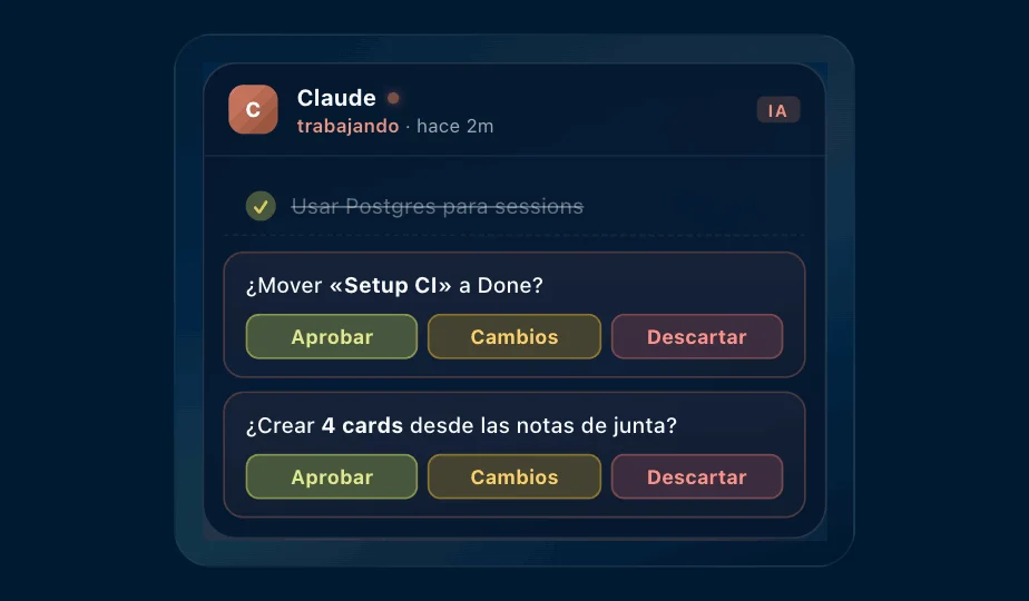 AI coworker panel with three decisions: one resolved and two pending.